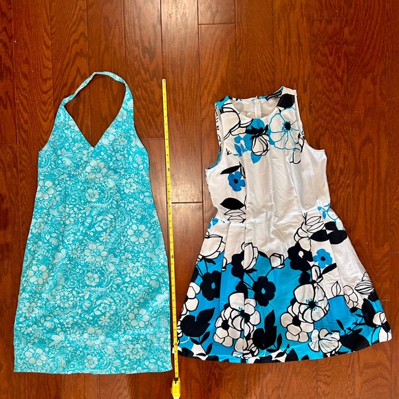 Lot of 2 sundresses halter Hawaiian print floral a-line skater tank dress beach - Picture 3 of 9